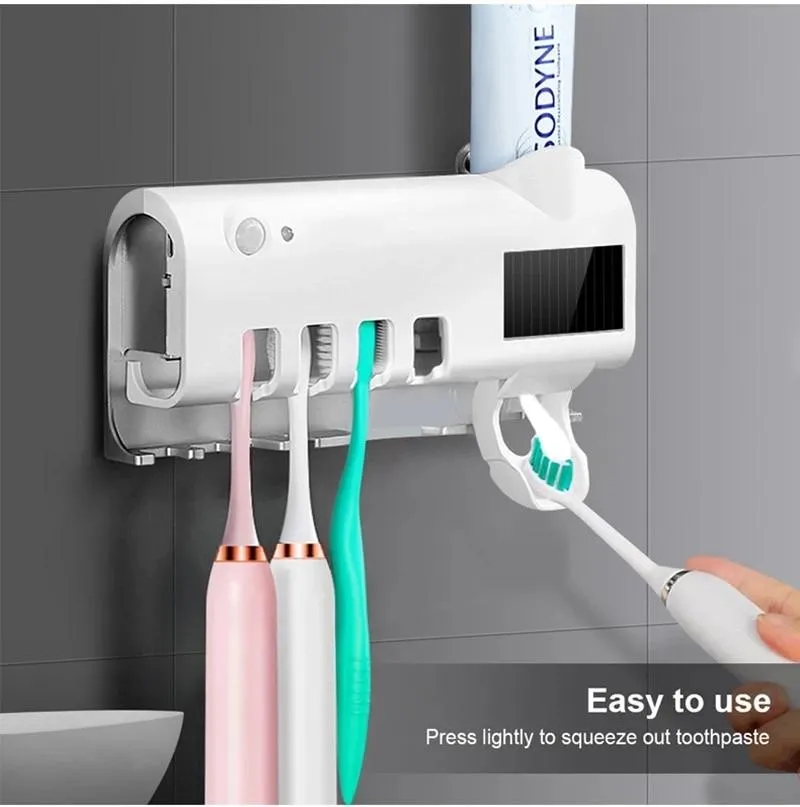 UV Disinfection Sterilisation Toothbrush With Toothpaste Squeezer Holder