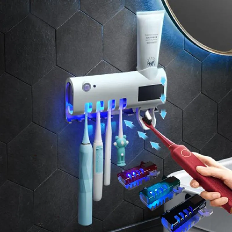 UV Disinfection Sterilisation Toothbrush With Toothpaste Squeezer Holder