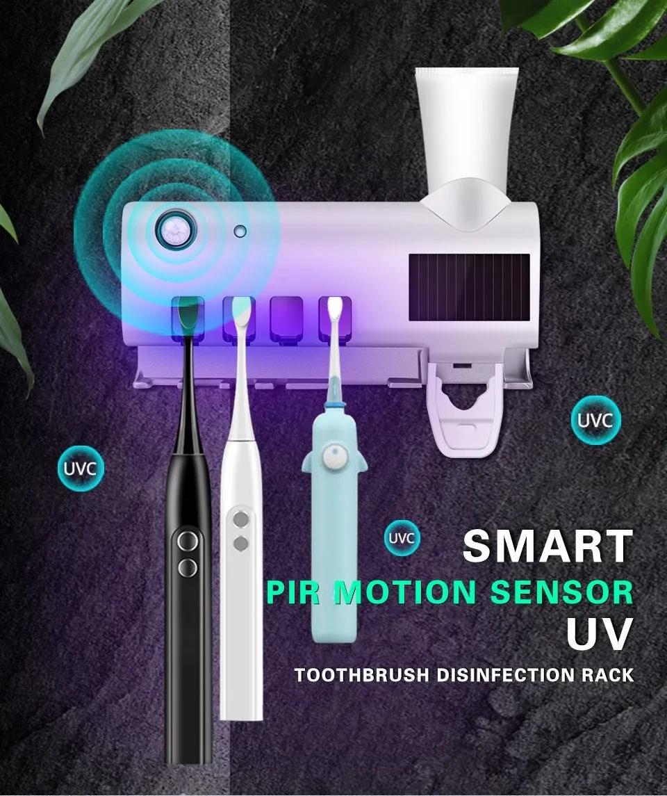 UV Disinfection Sterilisation Toothbrush With Toothpaste Squeezer Holder