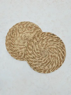 Westside Home Beige and Gold Woven Swirl Trivet -( Set of 2)